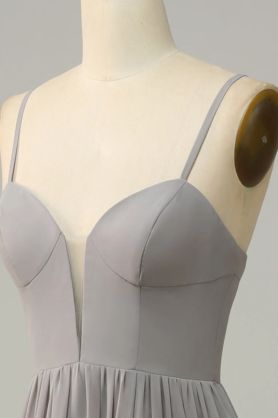 Prata A Line Cintas de Espaguete Vestido de Dama de Honor