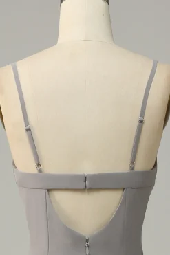 Prata A Line Cintas de Espaguete Vestido de Dama de Honor