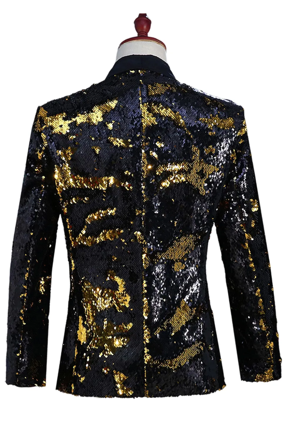 Prata Brilhante e Xale Dourado Lapela Masculino Prom Blazer com Sequins