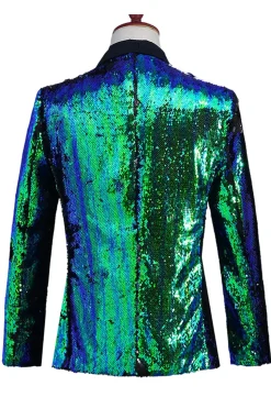 Prata Brilhante e Xale Dourado Lapela Masculino Prom Blazer com Sequins