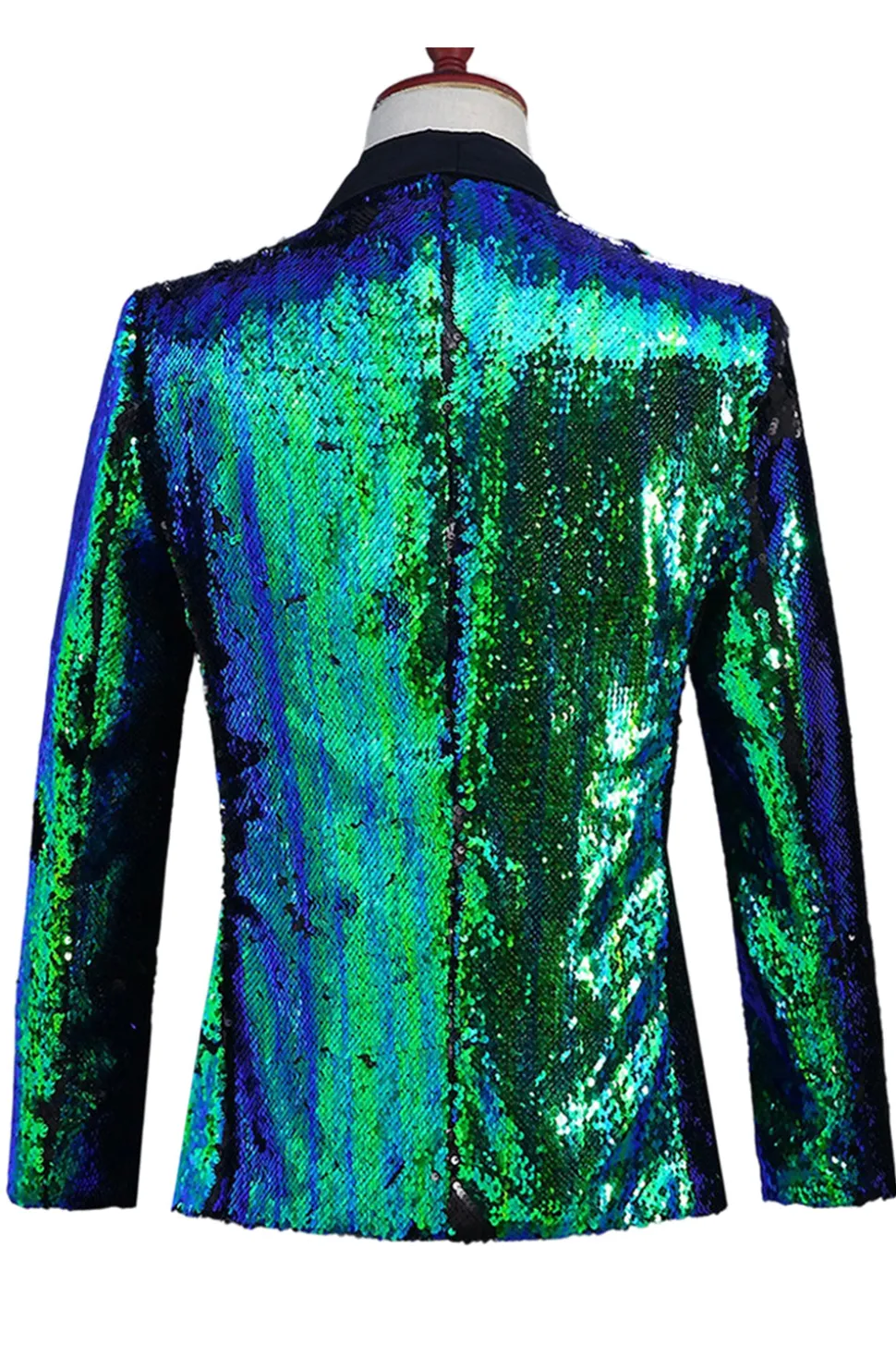 Prata Brilhante e Xale Dourado Lapela Masculino Prom Blazer com Sequins