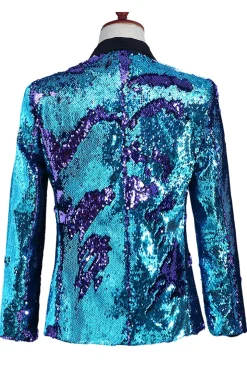Prata Brilhante e Xale Dourado Lapela Masculino Prom Blazer com Sequins