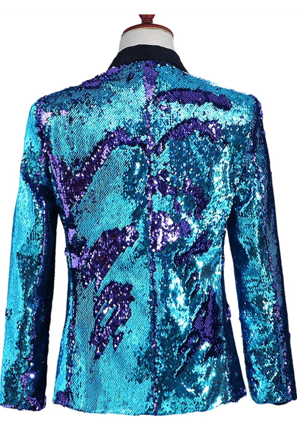 Prata Brilhante e Xale Dourado Lapela Masculino Prom Blazer com Sequins