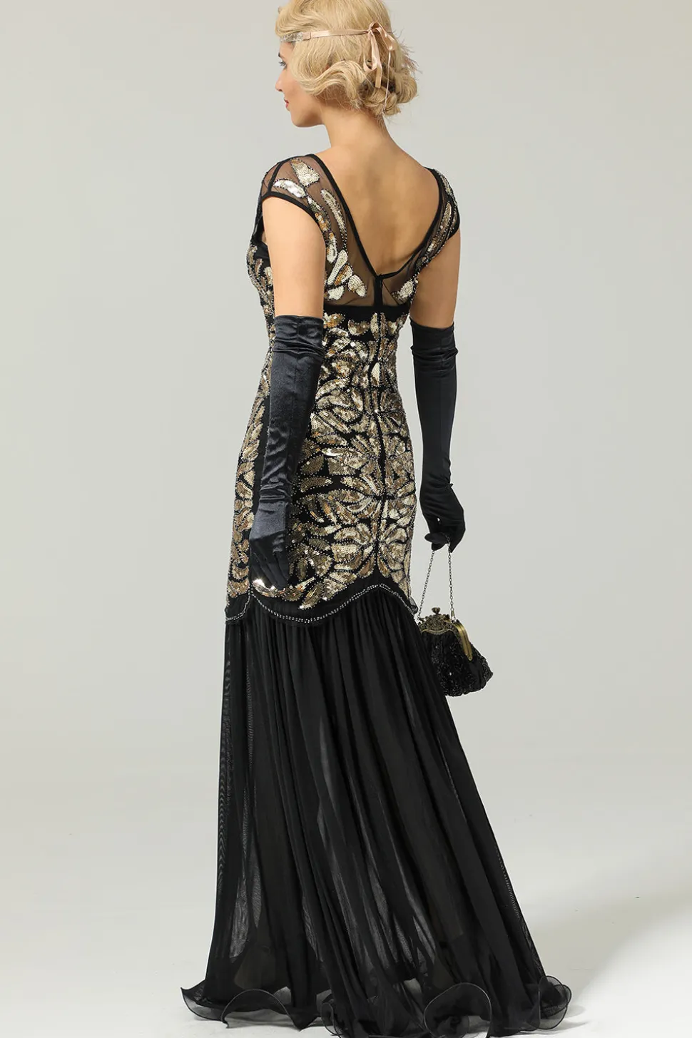 Prata 1920s Vestido Retro