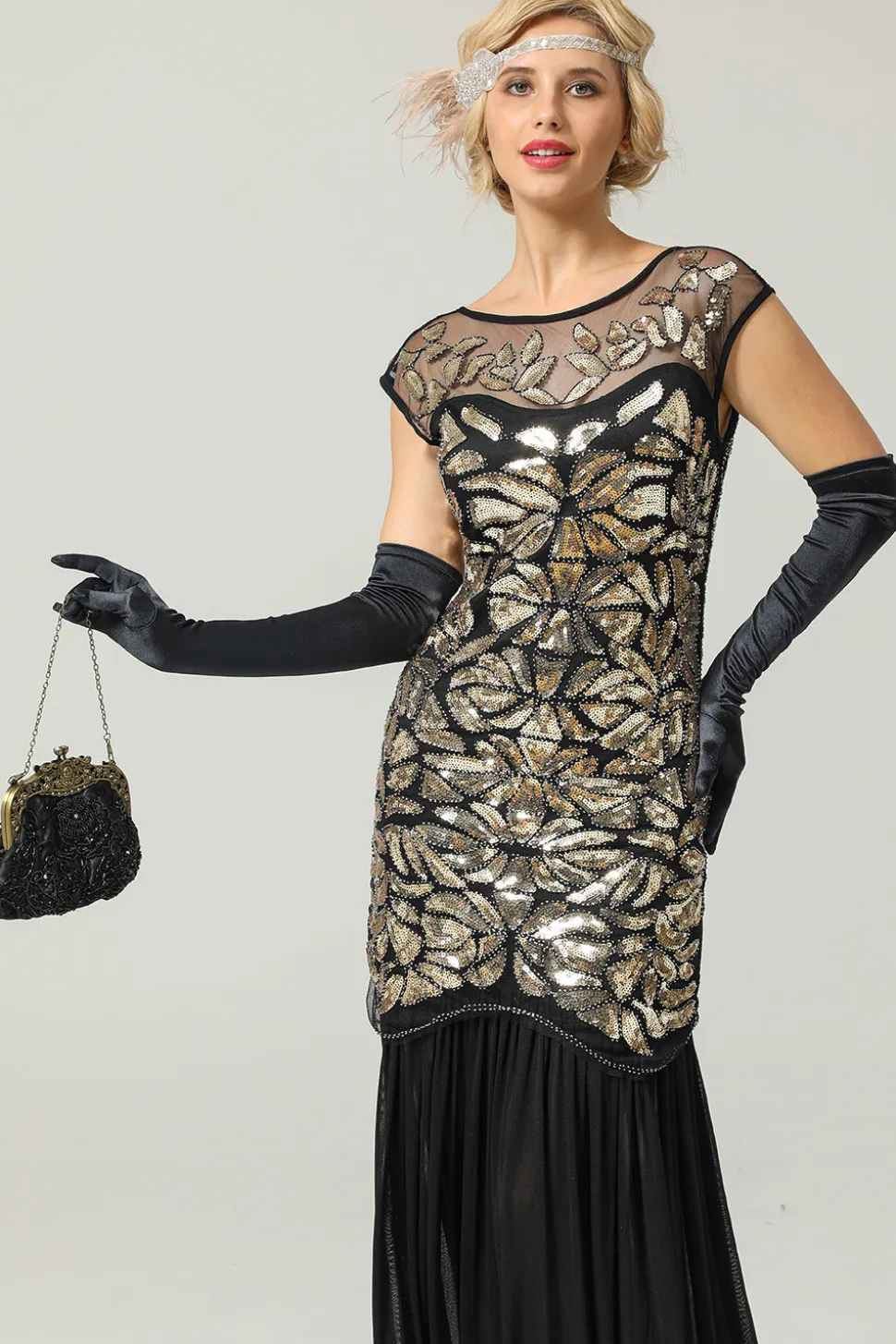 Prata 1920s Vestido Retro