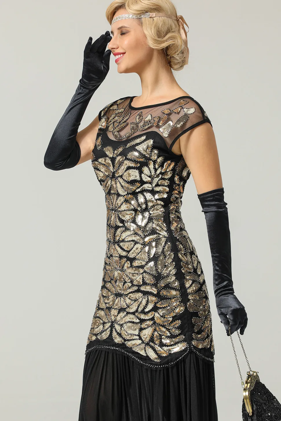 Prata 1920s Vestido Retro