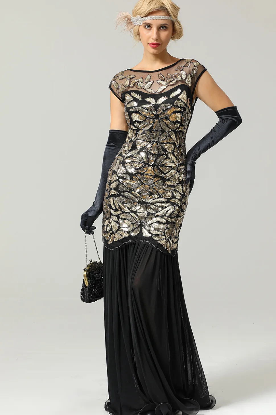 Prata 1920s Vestido Retro