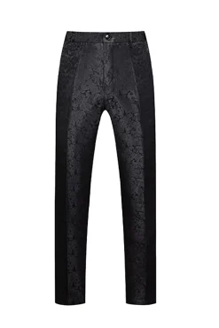 Preto 3 Peça Jacquard Xaile Lapela Homens Prom Suits