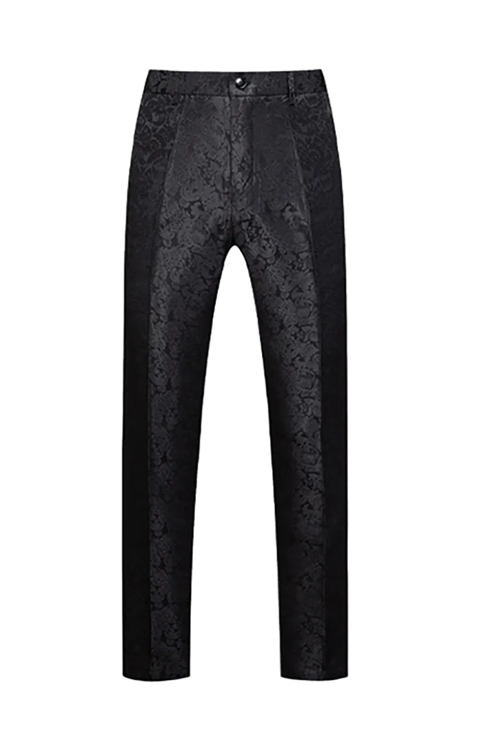 Preto 3 Peça Jacquard Xaile Lapela Homens Prom Suits
