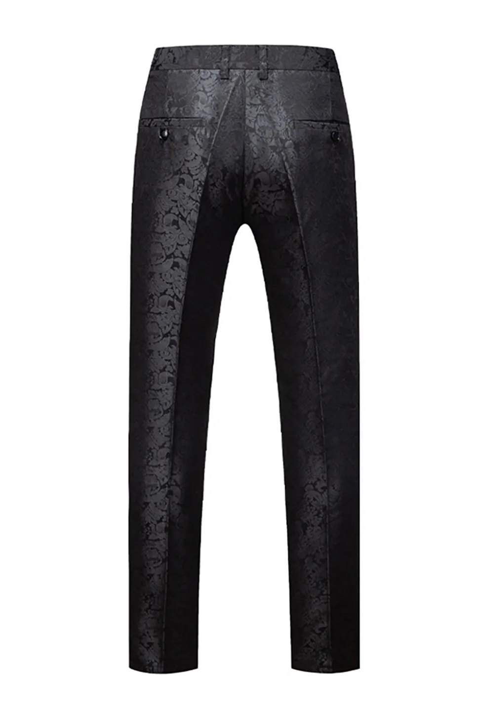 Preto 3 Peça Jacquard Xaile Lapela Homens Prom Suits
