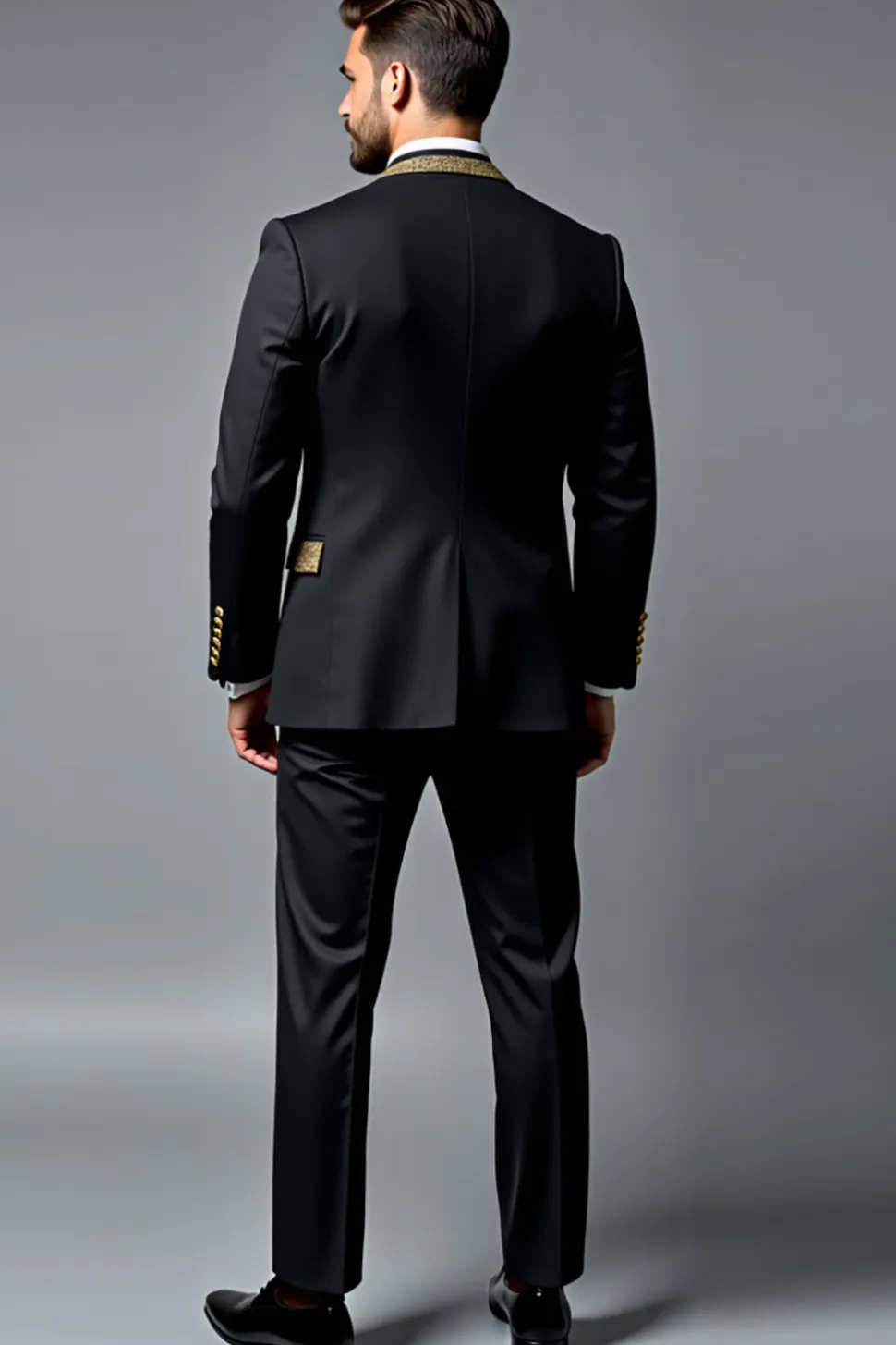Preto 2 Peças Notched Lapel Fato Homem