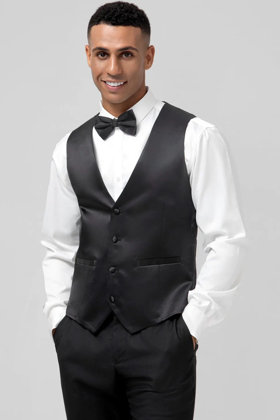 Preto 3 peças xaile lapela um botão ternos de casamento masculino