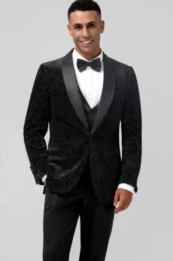 Preto 3 peças xaile lapela um botão ternos de casamento masculino