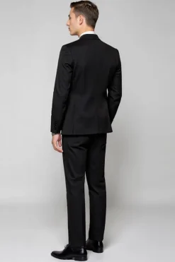 Preto 3 Piece Lapela Notched Single Breasted Fato Homem