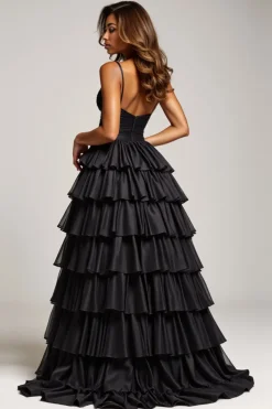 Preto A Line Spaghetti Correias Plissado Cetim Prom Dress