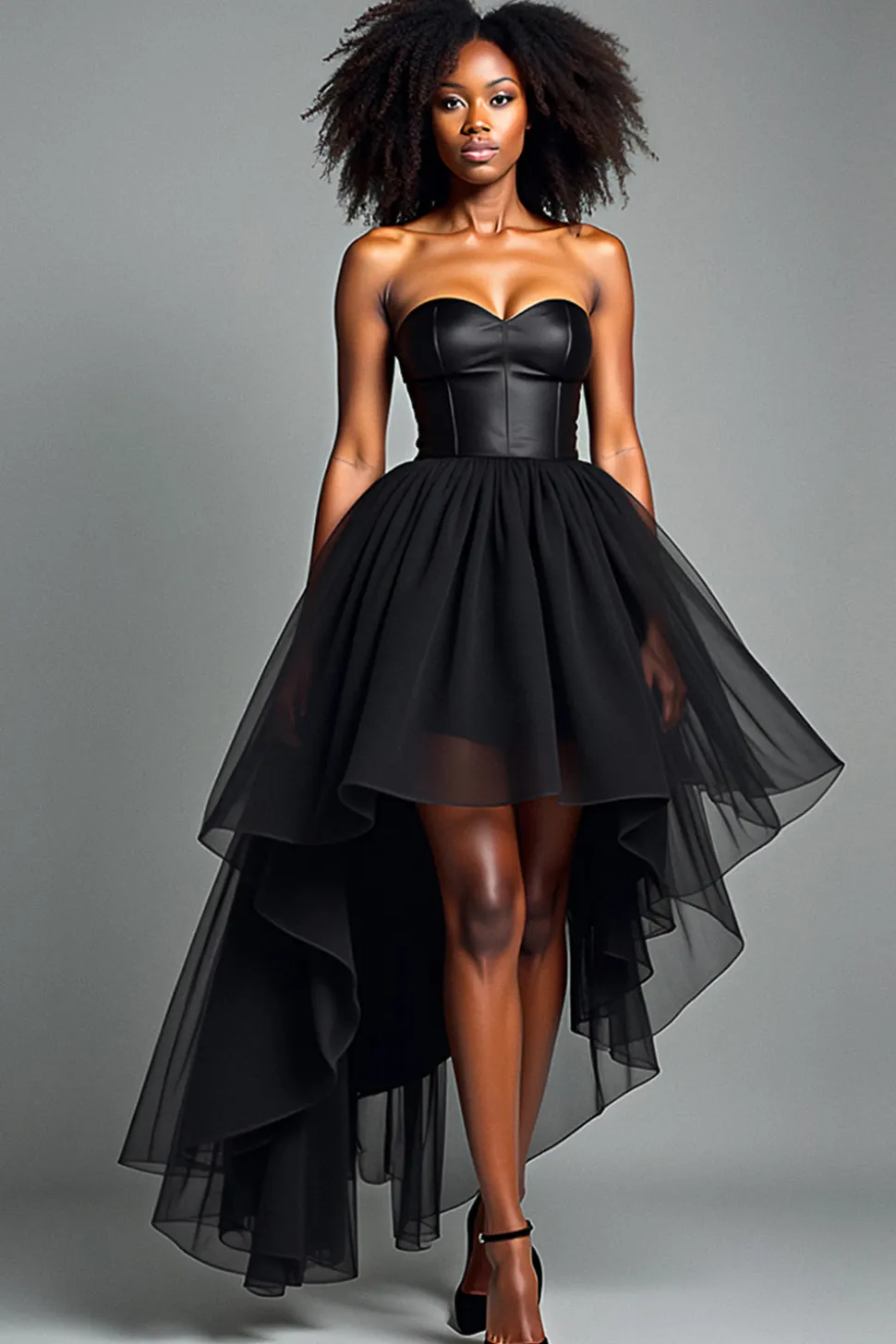 Preto A Line Sweetheart High-Low Vestido Formal