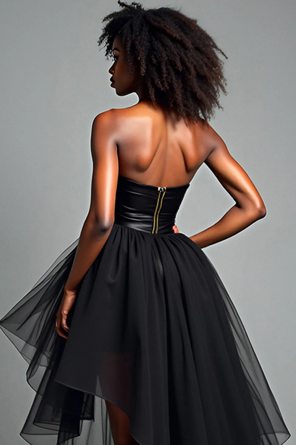 Preto A Line Sweetheart High-Low Vestido Formal