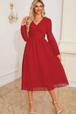 Preto A Line V-Neck Vestido Mãe com Mangas Longas