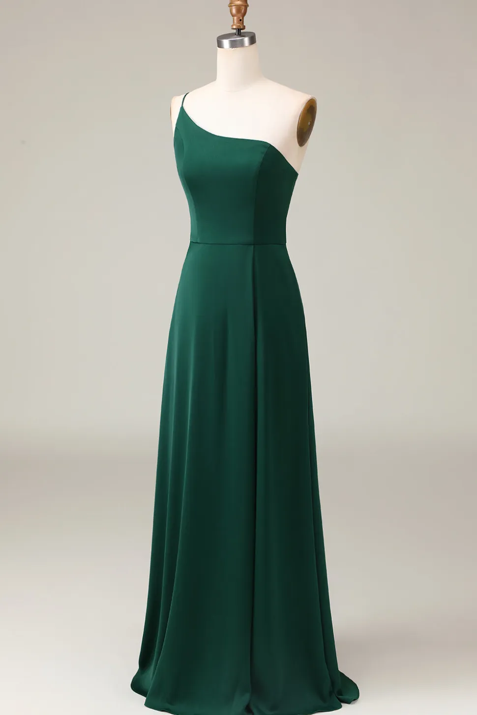 Preto A-line Chiffon Um Ombro Andar Comprimento Vestido Madrinha