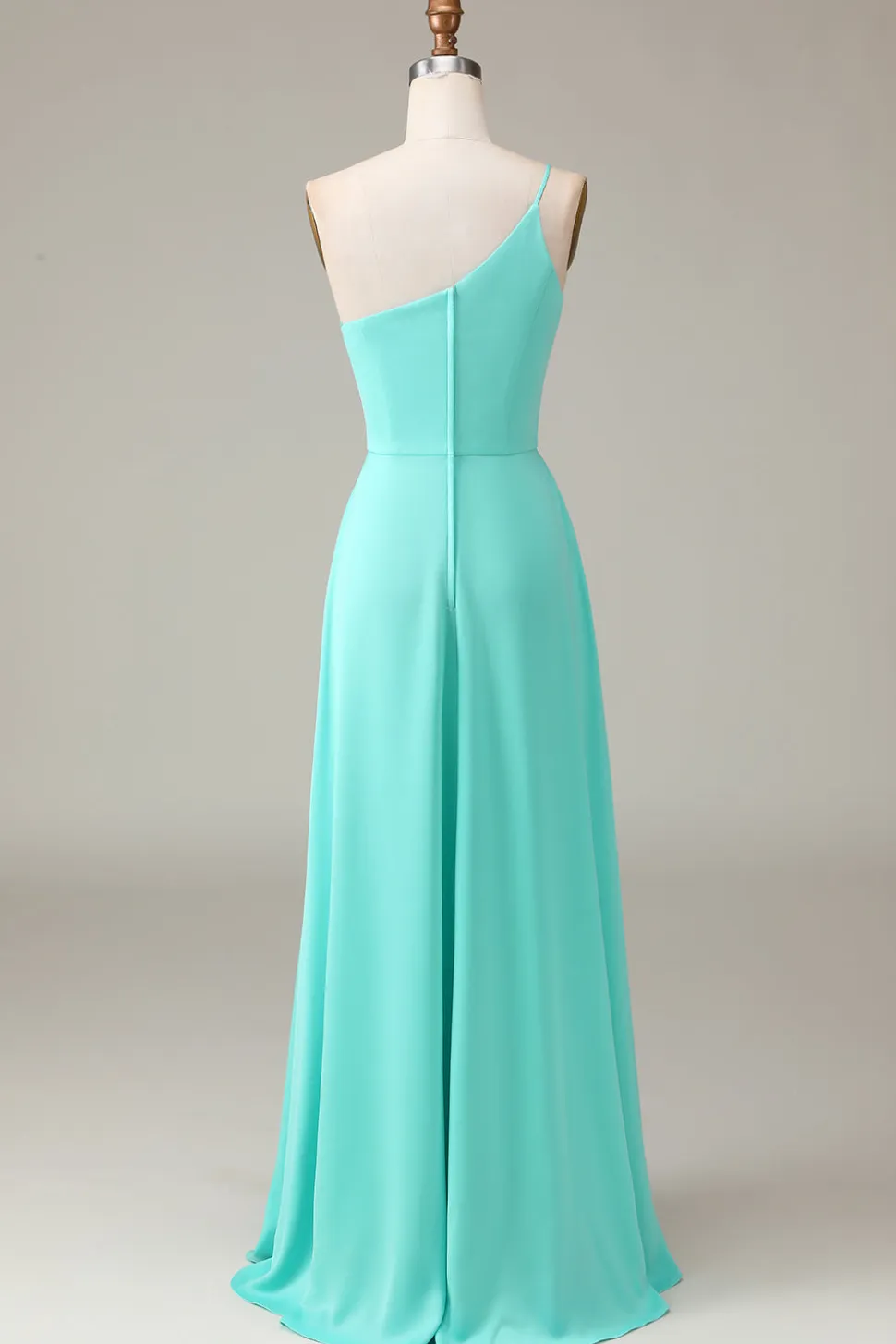 Preto A-line Chiffon Um Ombro Andar Comprimento Vestido Madrinha