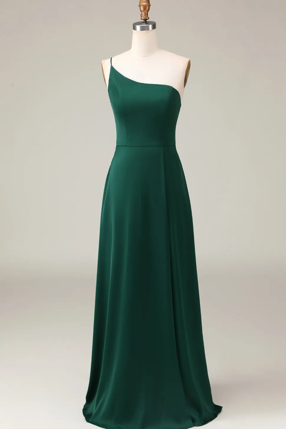 Preto A-line Chiffon Um Ombro Andar Comprimento Vestido Madrinha