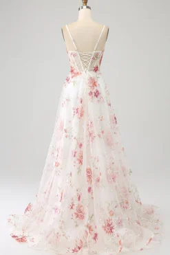 Preto A-Line Flor Sequins Long Corset Prom Dress