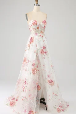 Preto A-Line Flor Sequins Long Corset Prom Dress