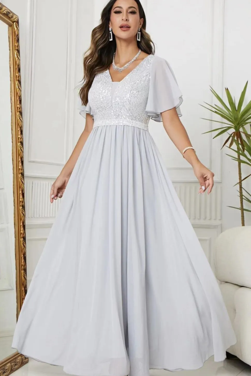 Preto A-Line V Neck Long Prom Dress com Sequins