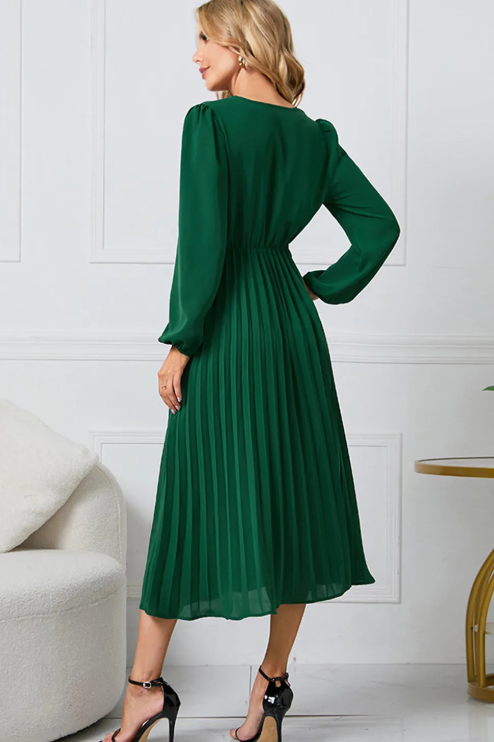 Preto A-Line Wrap Mangas Longas Vestido de Festa Longo