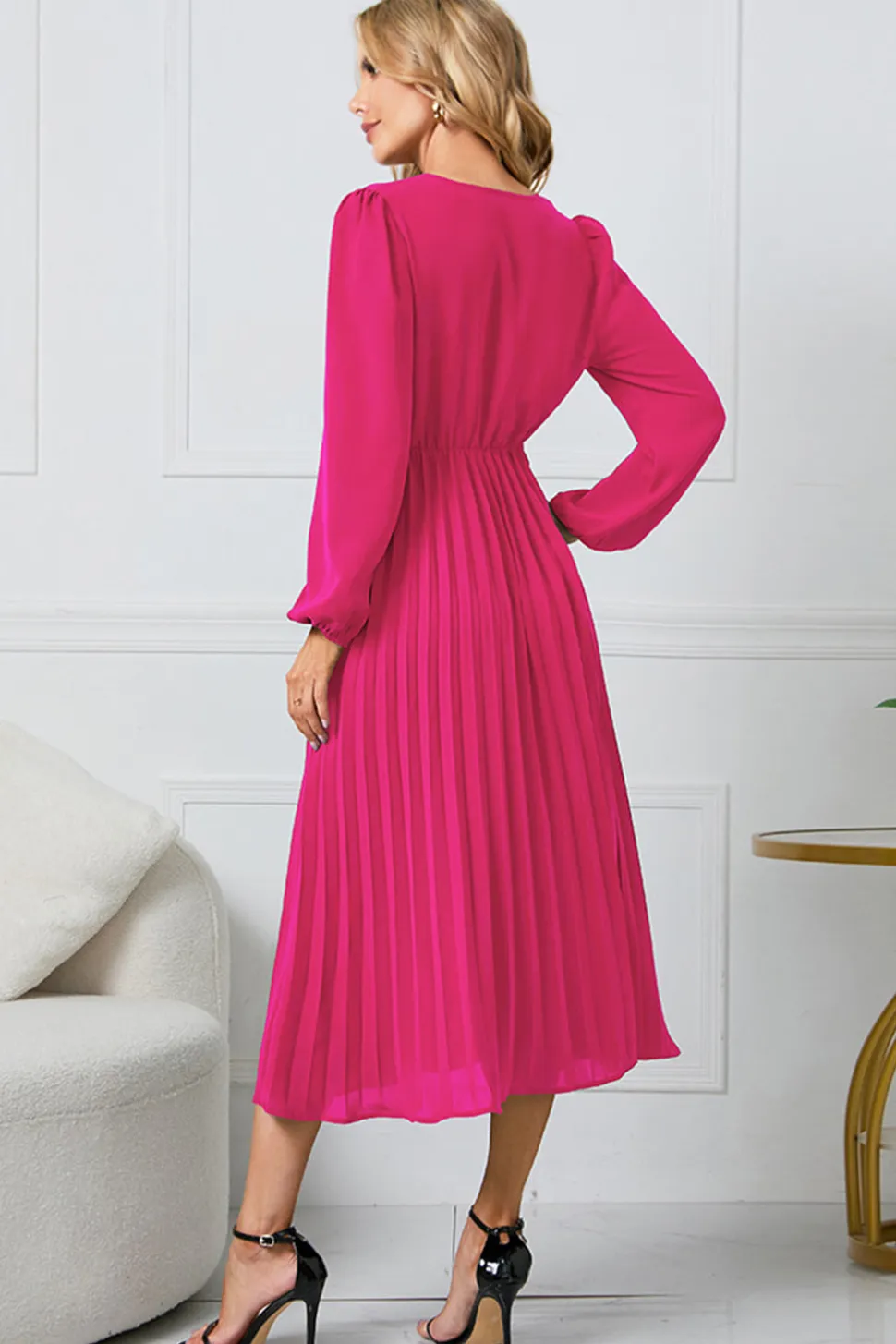 Preto A-Line Wrap Mangas Longas Vestido de Festa Longo