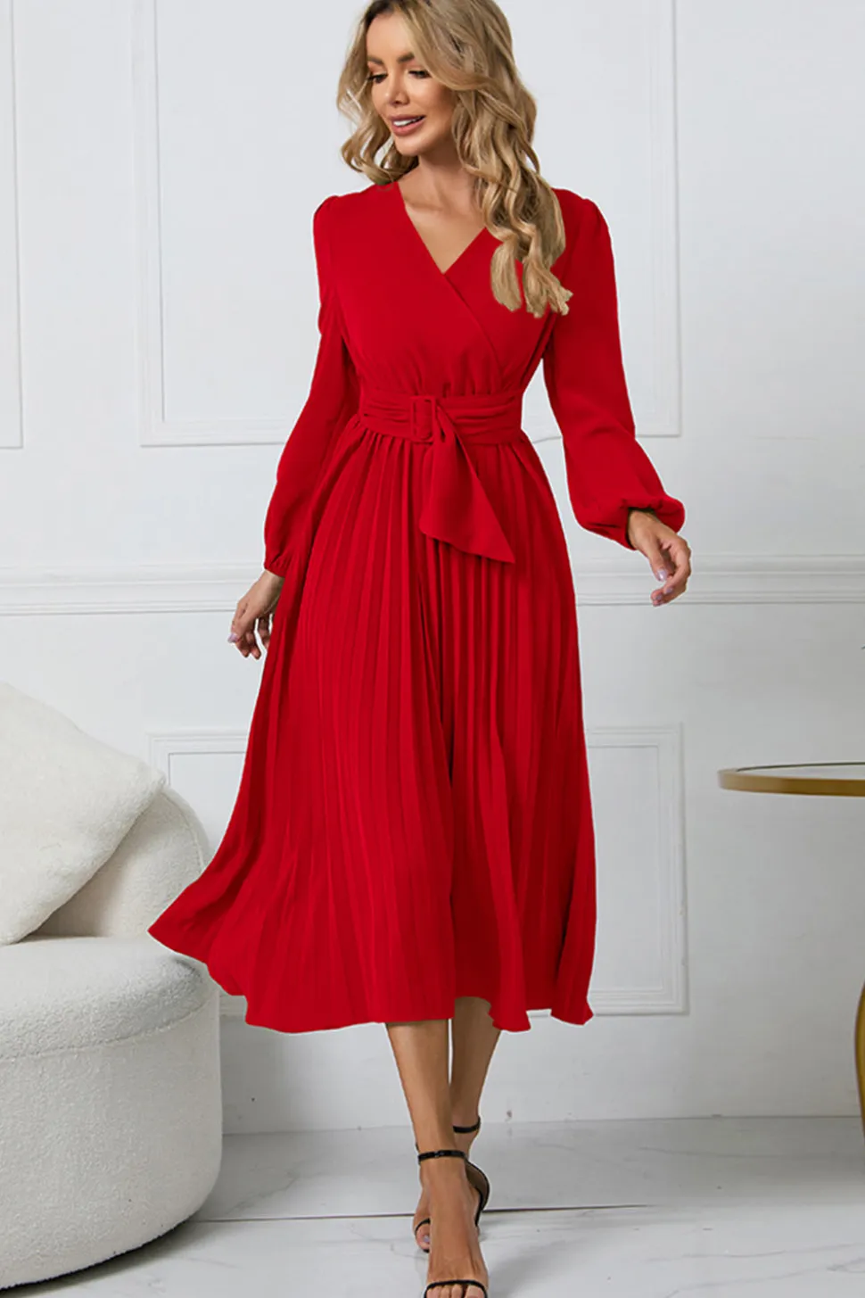 Preto A-Line Wrap Mangas Longas Vestido de Festa Longo