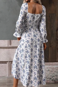 Preto Amarelo Flores Linha-A Pescoço Redondo Longos Vestido Verão