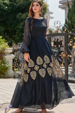 Preto Bateau Pescoço Mãe do Vestido de Noiva