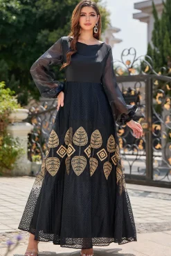 Preto Bateau Pescoço Mãe do Vestido de Noiva