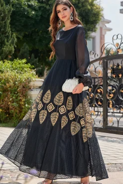 Preto Bateau Pescoço Mãe do Vestido de Noiva