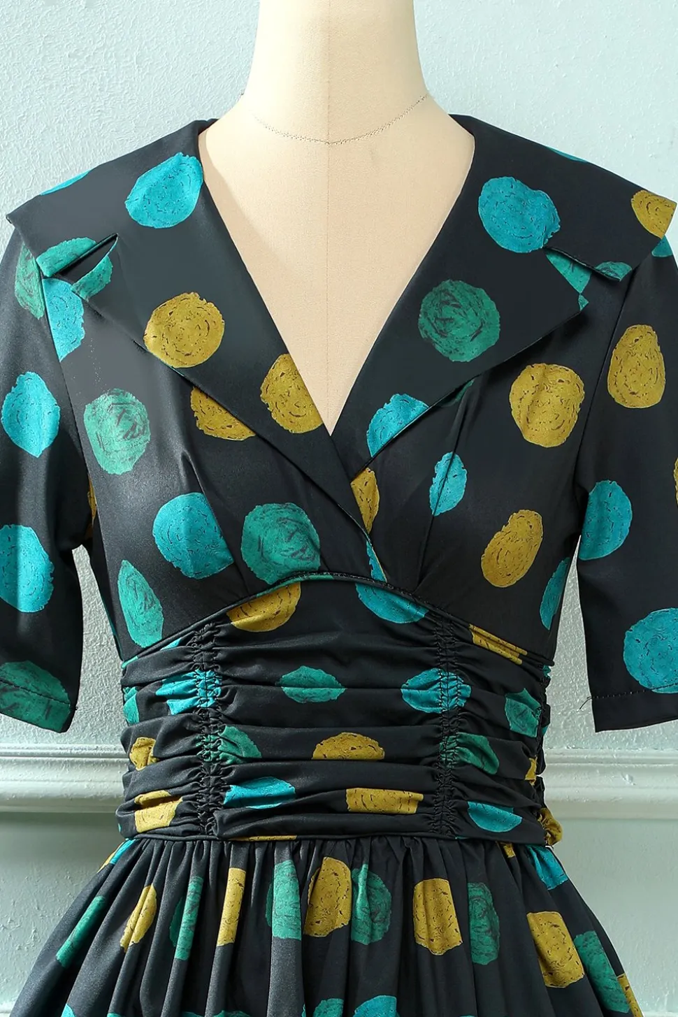 Preto Big Polka Dots 1950s Vintage Dress