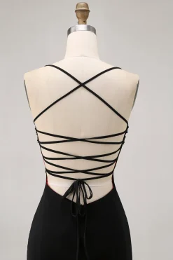 Preto Bodycon Esparguete Correias Vestido Curto Homecoming com Missangas