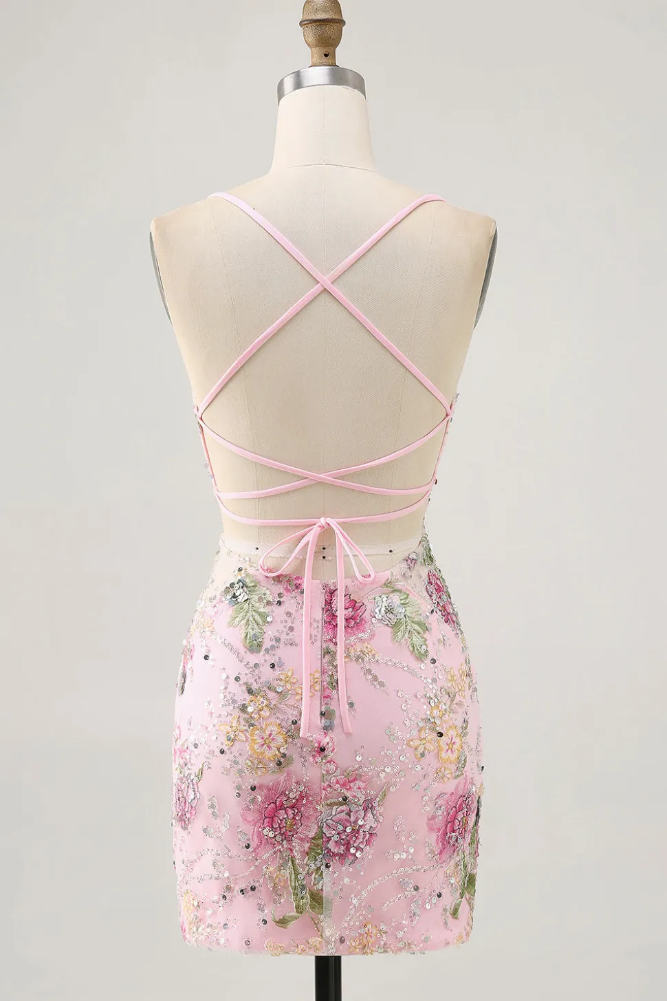 Preto Bodycon Vestido Curto Floral Homecoming com Sequins