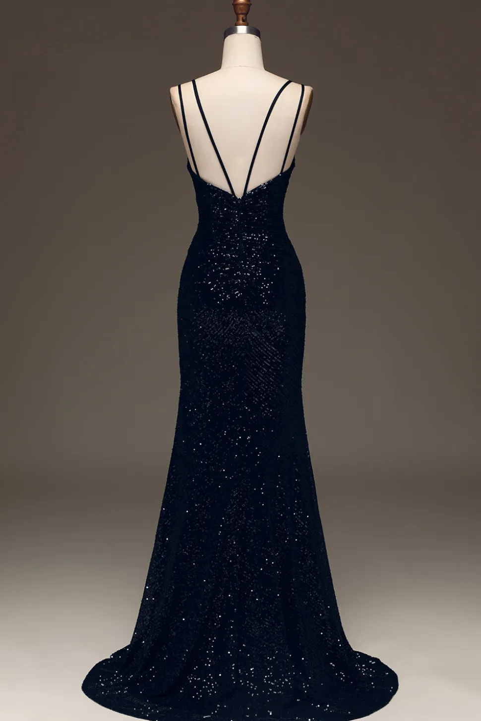 Preto Brilhante Lantejoulas Sereia Longo Vestido De Baile Com Fenda