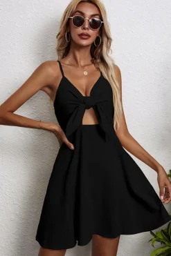 Preto Cintas de Espaguete Vestido de Formatura