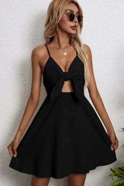 Preto Cintas de Espaguete Vestido de Formatura