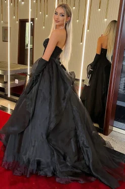 Preto De Baile/Princesa Decote Em Coração Longos Vestido De Baile