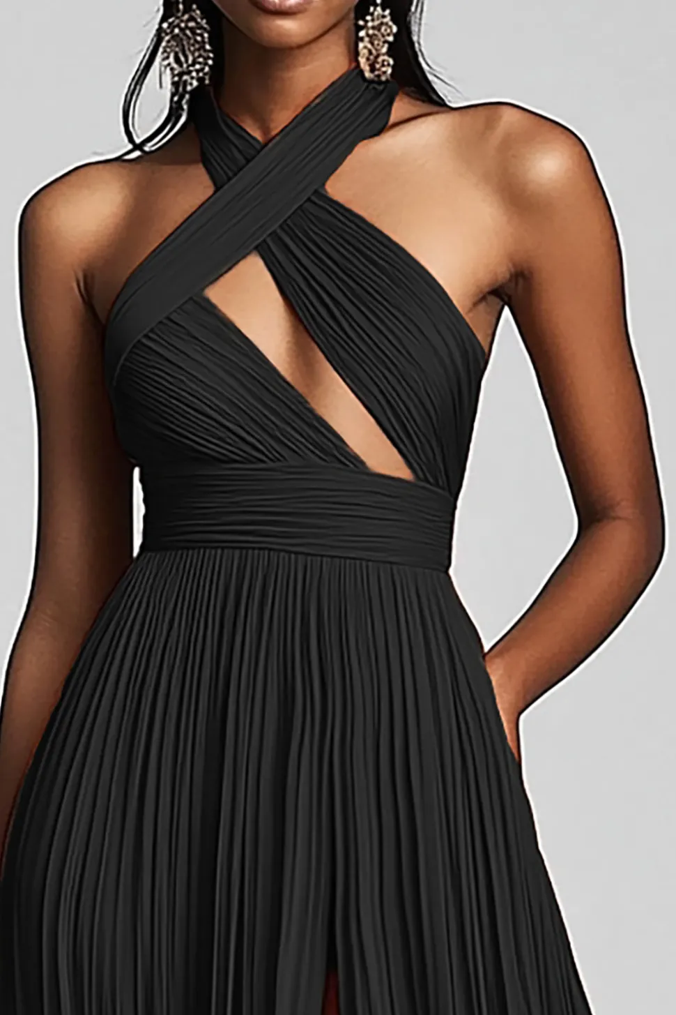 Preto De Baile/Princesa Plissado Longos Vestido Cerimónia com Fenda