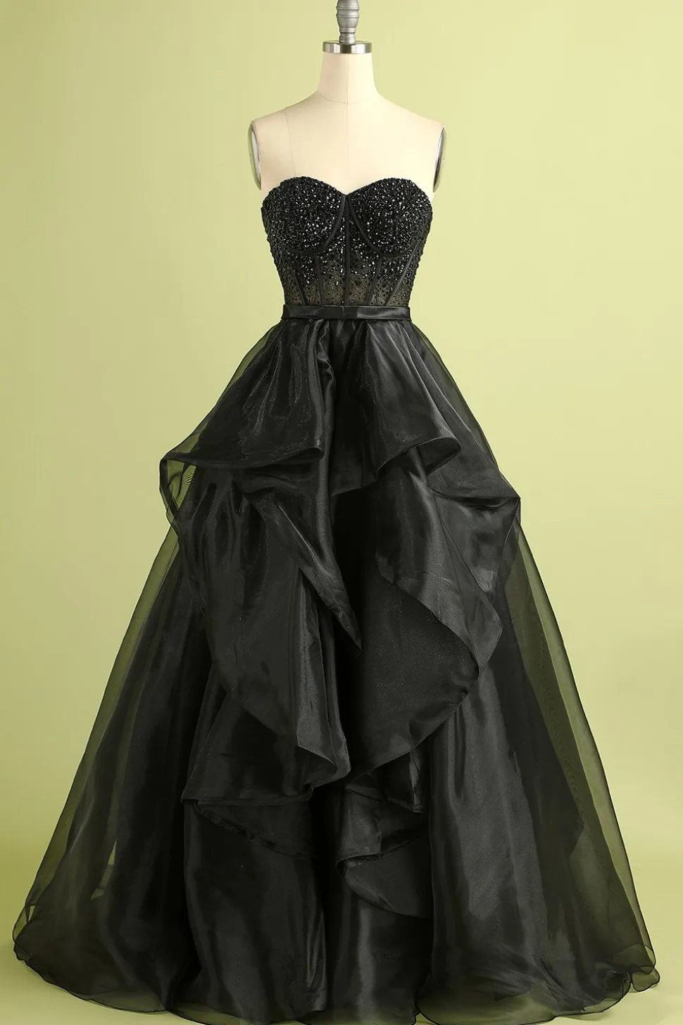 Preto Decote Em Coração De Baile/Princesa Longos Vestido De Baile