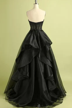 Preto Decote Em Coração De Baile/Princesa Longos Vestido De Baile