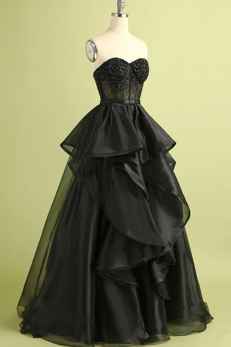 Preto Decote Em Coração De Baile/Princesa Longos Vestido De Baile