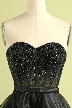 Preto Decote Em Coração De Baile/Princesa Longos Vestido De Baile