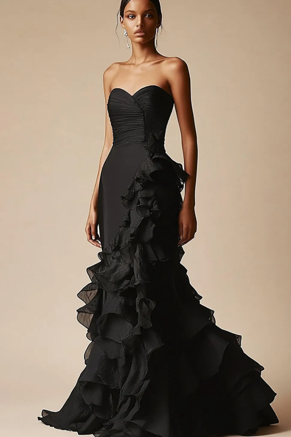 Preto Decote Em Coração Trompete/sereia Longos Vestido Cerimónia