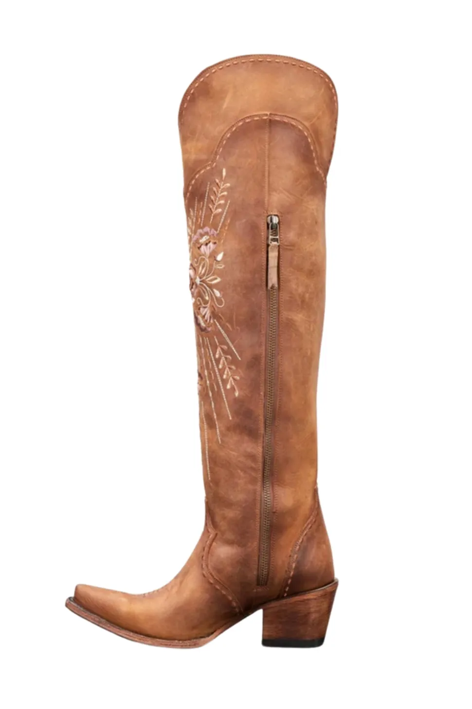Preto Dedo Pontiagudo Bordado Médio Comprimento Cowgirl Botas
