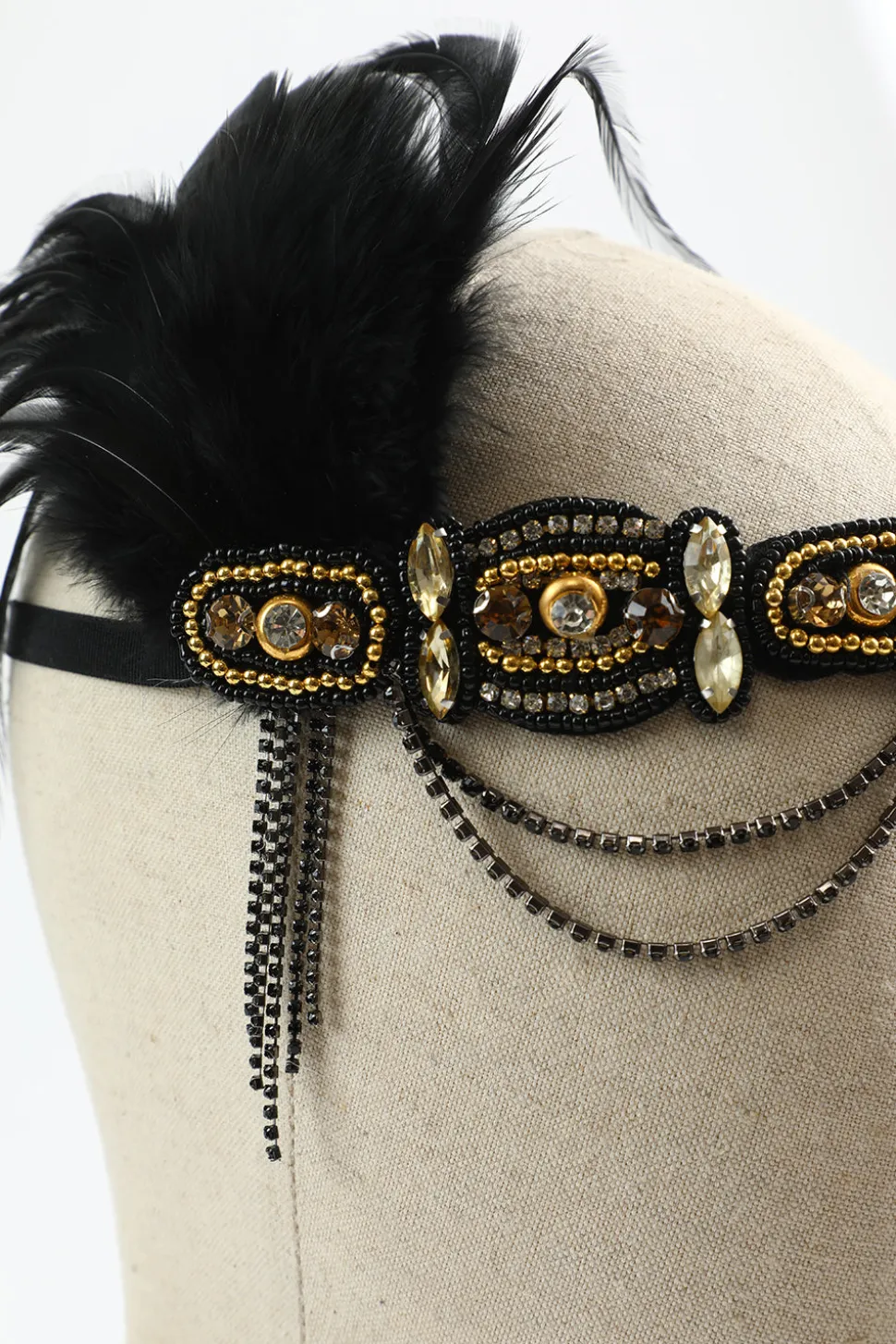 Preto Dourado 1920s Conjunto de Acessórios